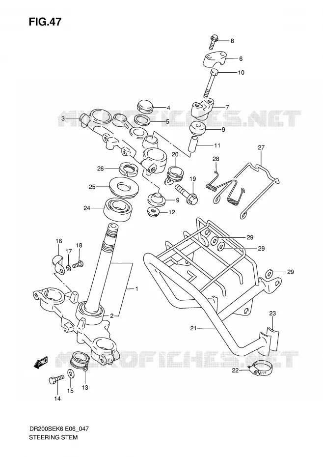 COLONNE DE DIRECTION Suzuki MOTO 200 DR 2010  DR200SEL0(E6)