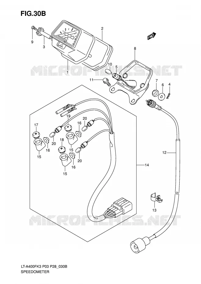 COMPTEUR (MODEL K6/K7) Suzuki QUAD 400 EIGER 2009  LT-A400FK6(P3/P28)