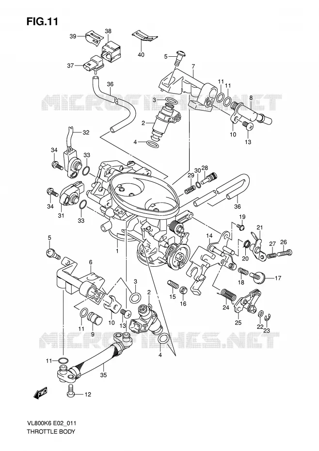 CORPS DE PAPILLON (MODEL K6/K7/K8) Suzuki MOTO 800 VOLUSIA 2006  VL800UEK6(E2)