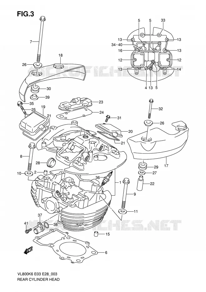 CULASSE ARRIERE (MODEL K6/K7/K8) Suzuki MOTO 800 VOLUSIA 2010  VL800CL0(E3/E28)