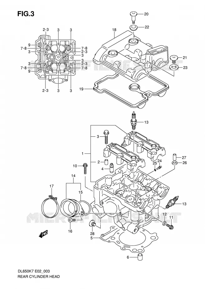 CULASSE ARRIERE Suzuki MOTO 650 V-STROM 2010  DL650AL0(E2)
