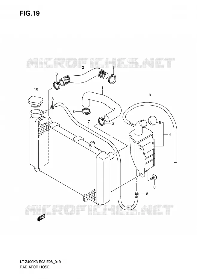 DURITE DE RADIATEUR Suzuki QUAD 400 QUADSPORT 2004  LT-Z400K4(E3/E28)