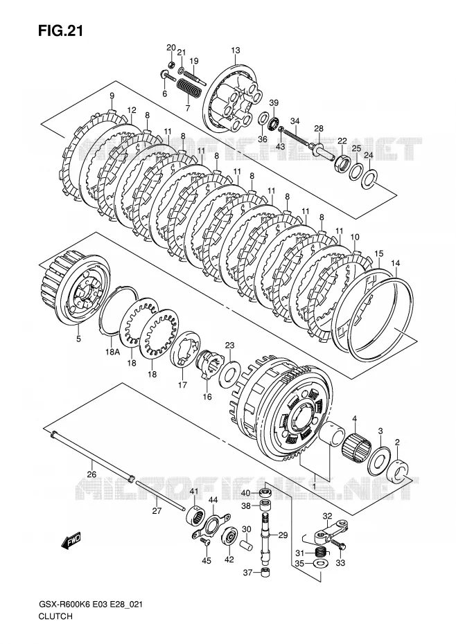 EMBRAYAGE Suzuki MOTO 600 GSX-R 2007  GSX-R600K7(E3/E28)