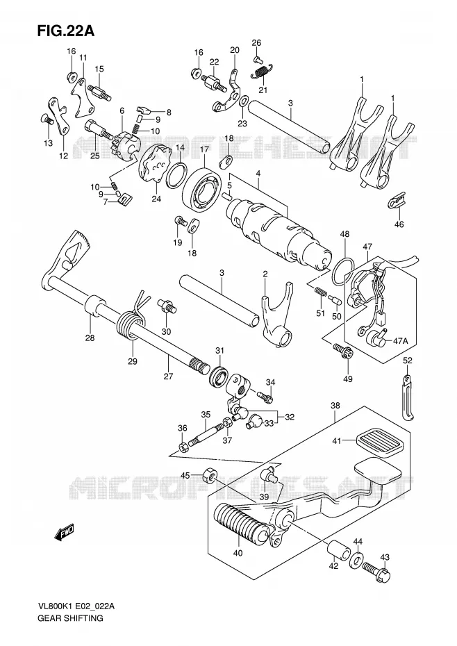 ENSEMBLE DE SELECTION DE VITESSES (MODELE K5) Suzuki MOTO 800 VOLUSIA 2002  VL800K2(E2)