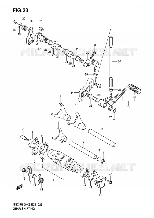 ENSEMBLE DE SELECTION DE VITESSES Suzuki MOTO 600 GSX-R 2007  GSX-R600U2K7(E2)