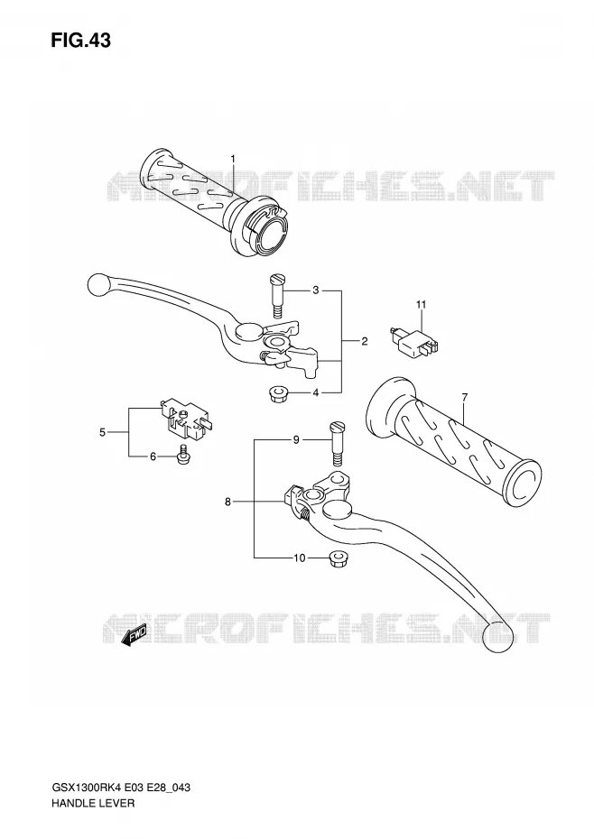 ENSEMBLE LEVIERS - POIGNEES Suzuki MOTO 1300 HAYABUSA 2006  GSX1300RK6(E3/E28)