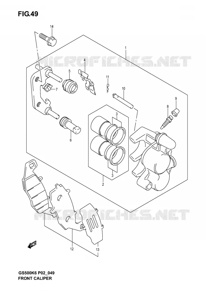 ETRIER DE FREIN AVANT (MODELE K3) Suzuki MOTO 500 GS-E 2006  GS500K6(P19)