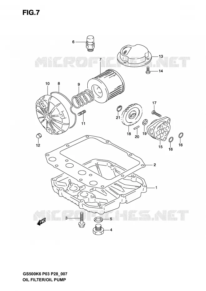 FILTRE A HUILE - POMPE A HUILE Suzuki MOTO 500 GS-E 2006  GS500K6(P3)