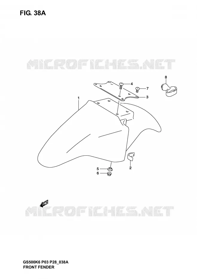 GARDE BOUE AVANT (MODELE K4) Suzuki MOTO 500 GS-E 2006  GS500K6(P3)