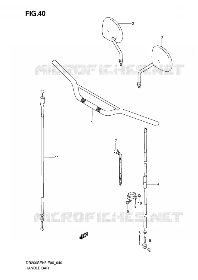 GUIDON (E6) Suzuki MOTO 200 DR 2010  DR200SEL0(E6)