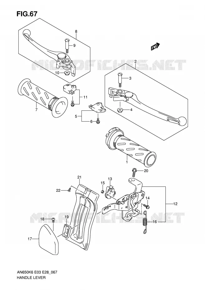 LEVIERS - POIGNEES (MODEL K6/K7/K8) Suzuki SCOOTER 650 BURGMAN 2009  AN650K9(E3/E28)