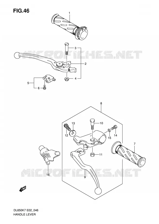 LEVIERS - POIGNEES (MODEL K7/K8) Suzuki MOTO 650 V-STROM 2010  DL650AL0(E2)