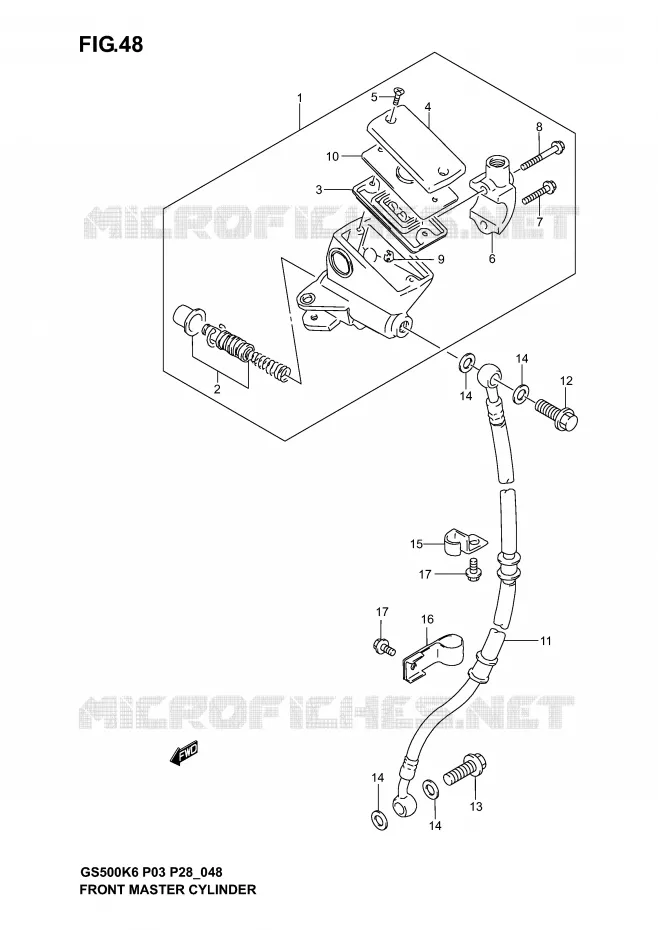MAITRE CYLINDRE AVANT (MODELE K3) Suzuki MOTO 500 GS-F 2004  GS500FK4(P3)