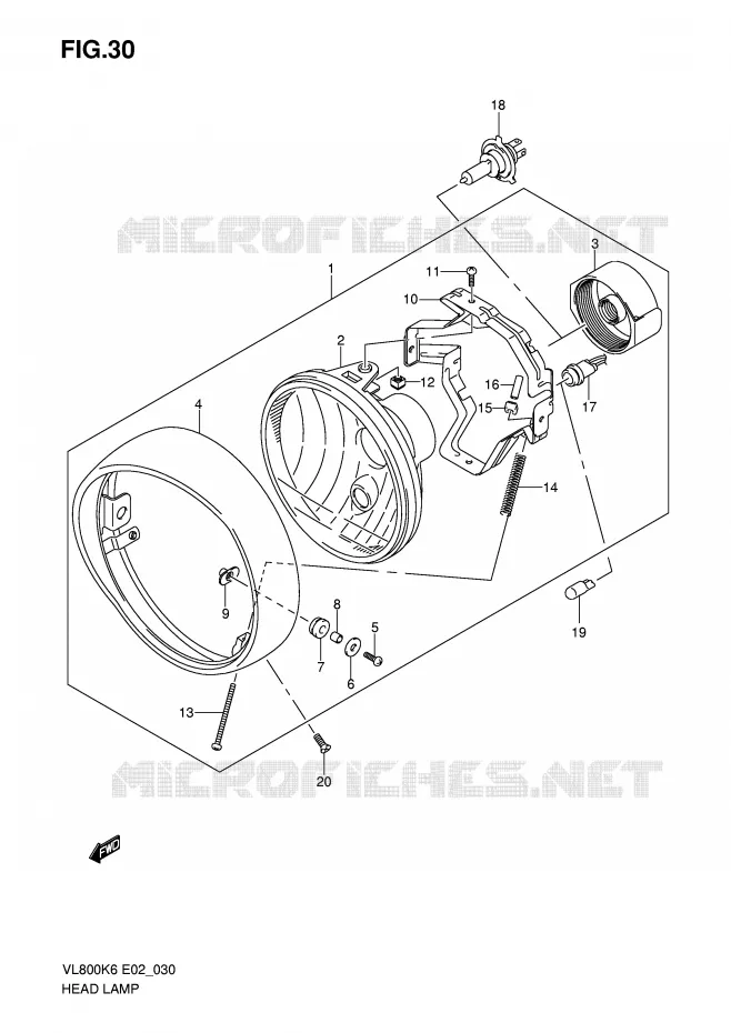 PHARE (E2/E19) Suzuki MOTO 800 VOLUSIA 2007  VL800UEK7(E2)