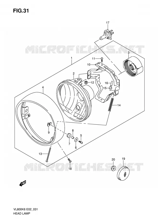 PHARE (E24) Suzuki MOTO 800 VOLUSIA 2007  VL800UEK7(E2)
