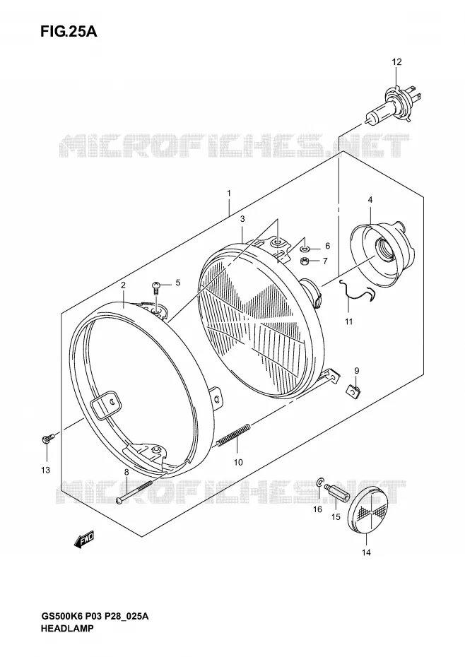 PHARE (GS500K4/K5/K6 P28) Suzuki MOTO 500 GS-F 2005  GS500FK5(P3)