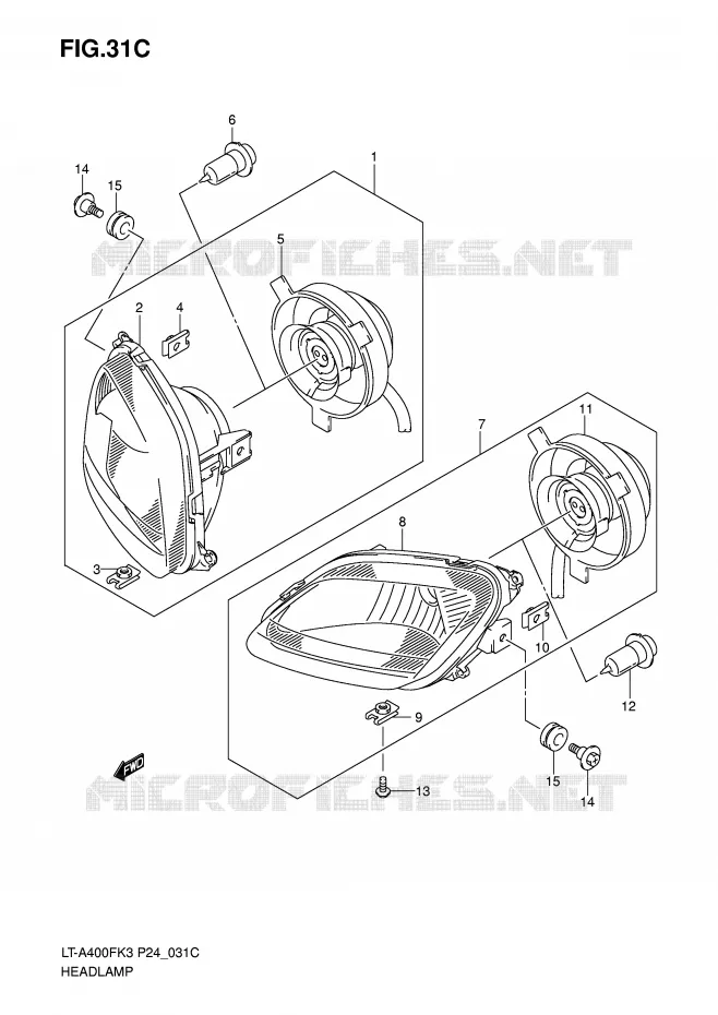 PHARE (MODEL K6/K7) Suzuki QUAD 400 EIGER 2005  LT-A400FK5(P24)