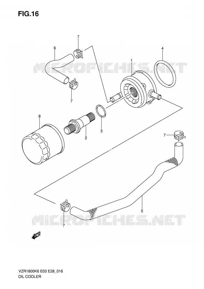 RADIATEUR D'HUILE Suzuki MOTO 1800 INTRUDER 2007  VZR1800K7(E3/E28)