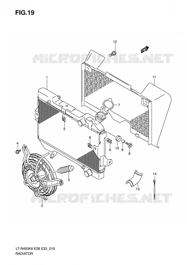 RADIATEUR Suzuki QUAD 450 QUADRACER 2008  LT-R450ZK8(E28/E33)