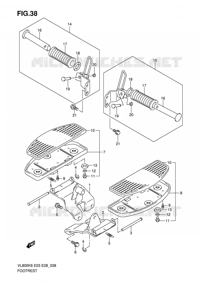 REPOSE PIEDS (MODEL K6/K7/K8) Suzuki MOTO 800 VOLUSIA 2006  VL800K6(E3/E28)