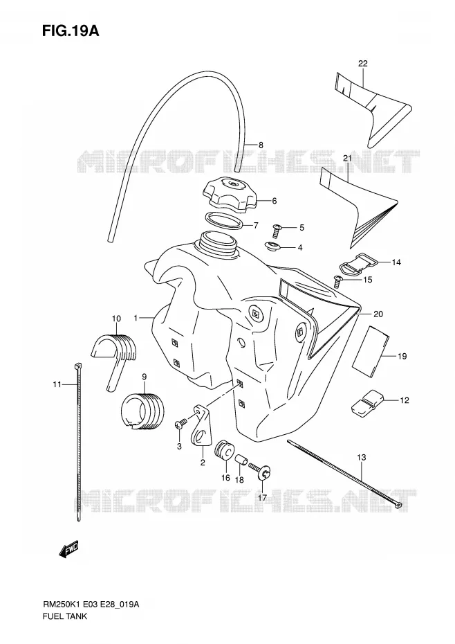 RESERVOIR D'ESSENCE (MODELE K4/K5/K6) Suzuki MOTO 250 RM 2004  RM250K4(E3/E28)
