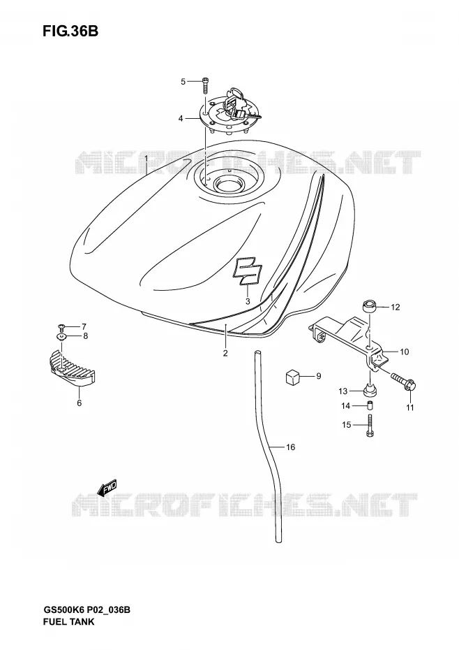 RESERVOIR D'ESSENCE (MODELE K5) Suzuki MOTO 500 GS-E 2005  GS500UK5(P19)