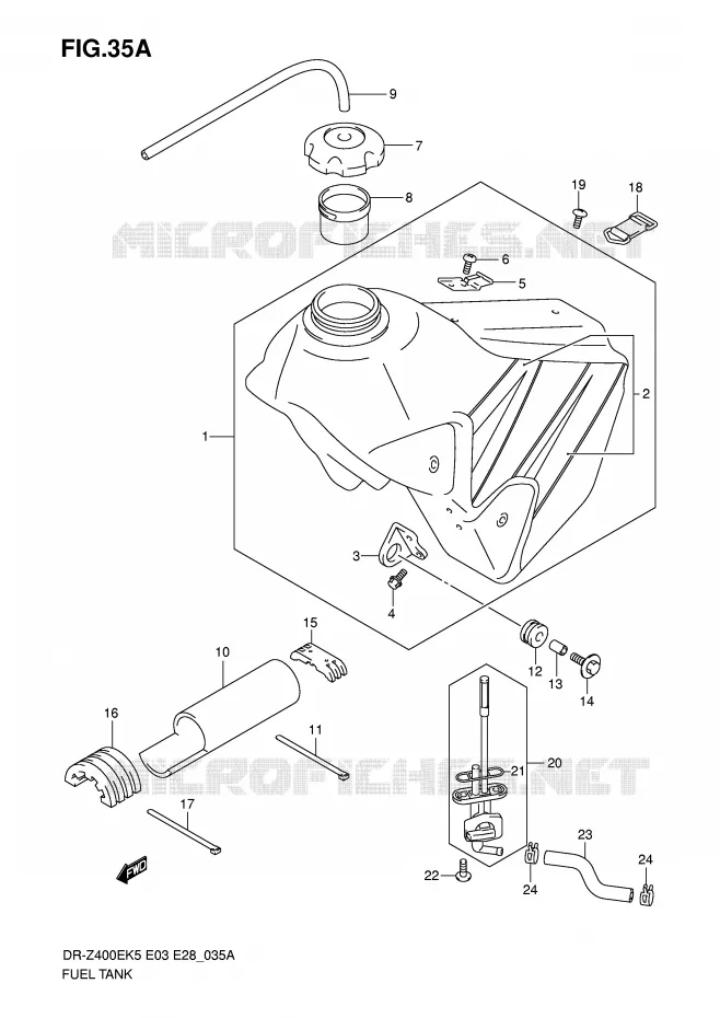 RESERVOIR D'ESSENCE (MODELE K6) Suzuki MOTO 400 DR-Z 2006  DR-Z400EK6(E3/E28)