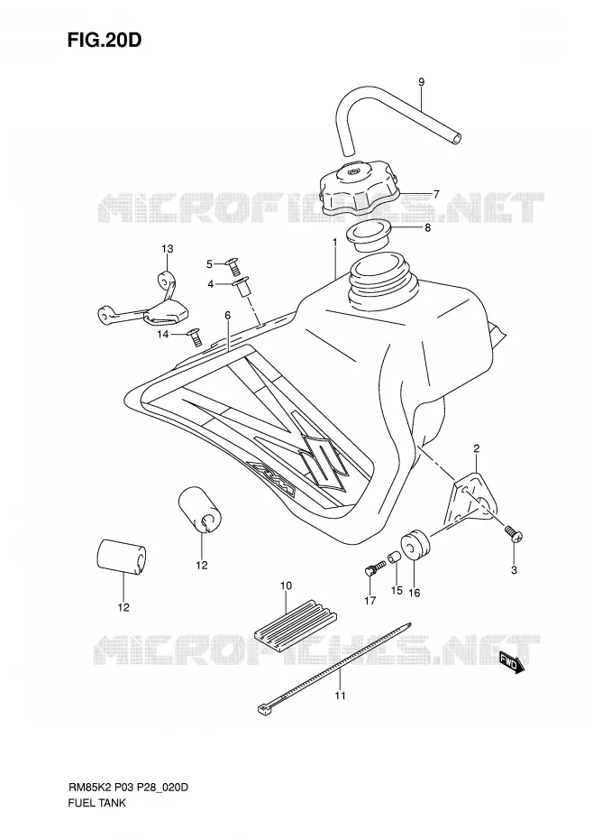 RESERVOIR D'ESSENCE (MODELE K6) Suzuki MOTO 85 RM 2005  RM85LK5(P3/P28)