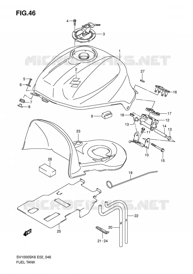 RESERVOIR D'ESSENCE Suzuki MOTO 1000 SV 2006  SV1000U1K6(E2)