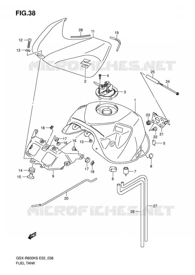 RESERVOIR D'ESSENCE Suzuki MOTO 600 GSX-R 2006  GSX-R600K6(E2)