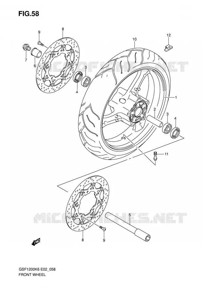 ROUE AVANT (GSF1200K6/SK6) Suzuki MOTO 1200 BANDIT 2006  GSF1200AK6(E2)
