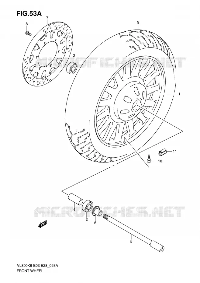 ROUE AVANT (VL800CK6/CK7/CK8/CK9/CL0) Suzuki MOTO 800 VOLUSIA 2009  VL800K9(E3/E28)