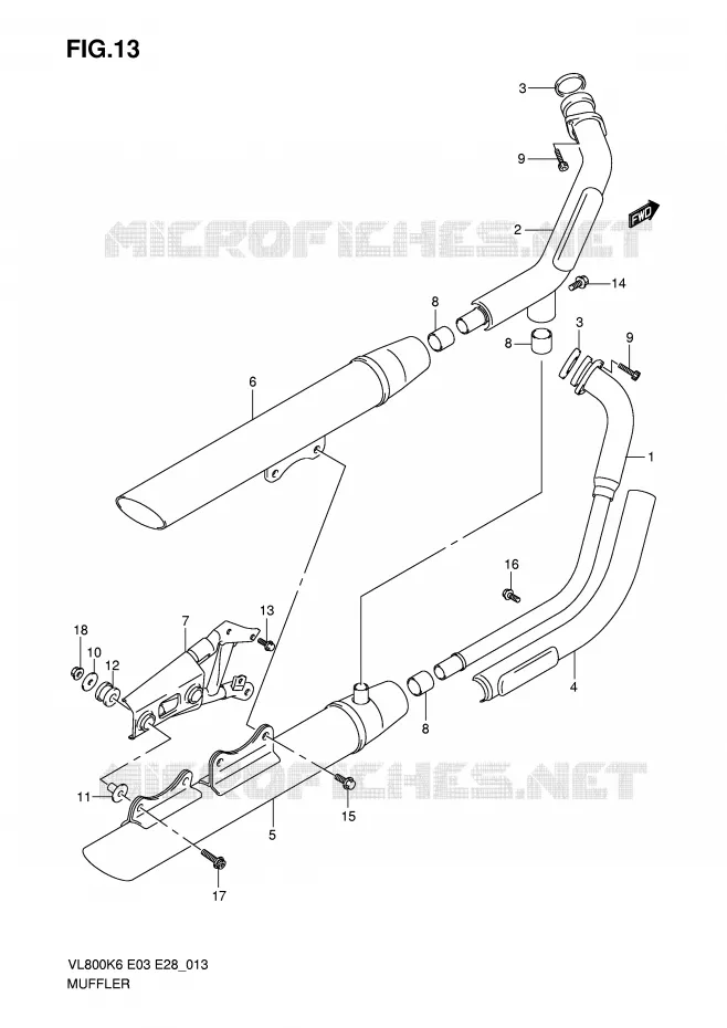 SILENCIEUX (MODEL K6/K7/K8) Suzuki MOTO 800 INTRUDER 2007  VL800TK7(E3/E28)
