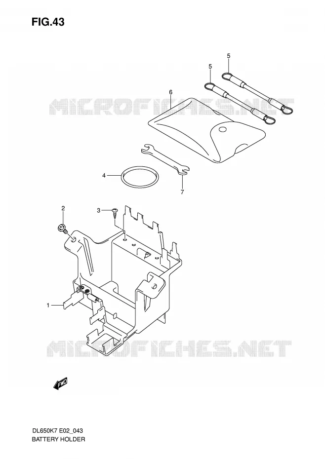 SUPPORT BATTERIE Suzuki MOTO 650 V-STROM 2007  DL650AK7(E2)