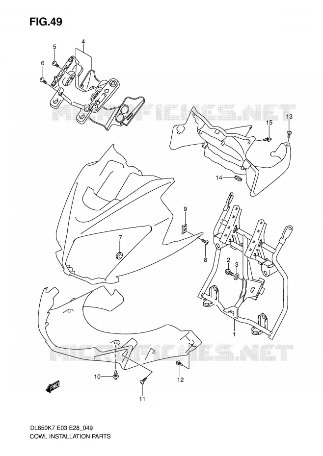 SUPPORT CARENAGE AVANT Suzuki MOTO 650 V-STROM 2010  DL650AL0(E3/E28)