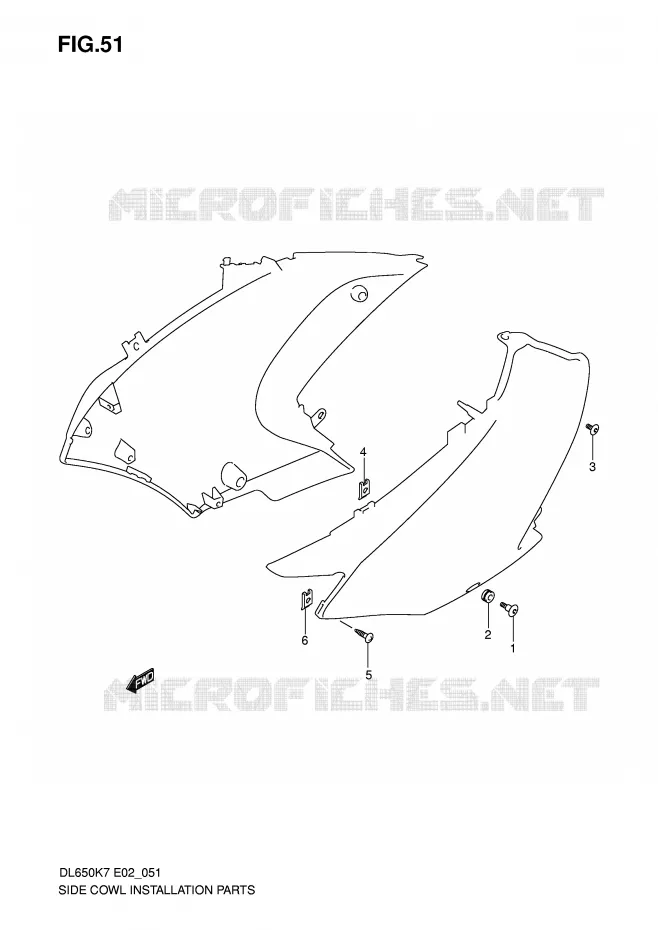 SUPPORTS / FIXATIONS CARENAGES Suzuki MOTO 650 V-STROM 2008  DL650AU3K8(E2)