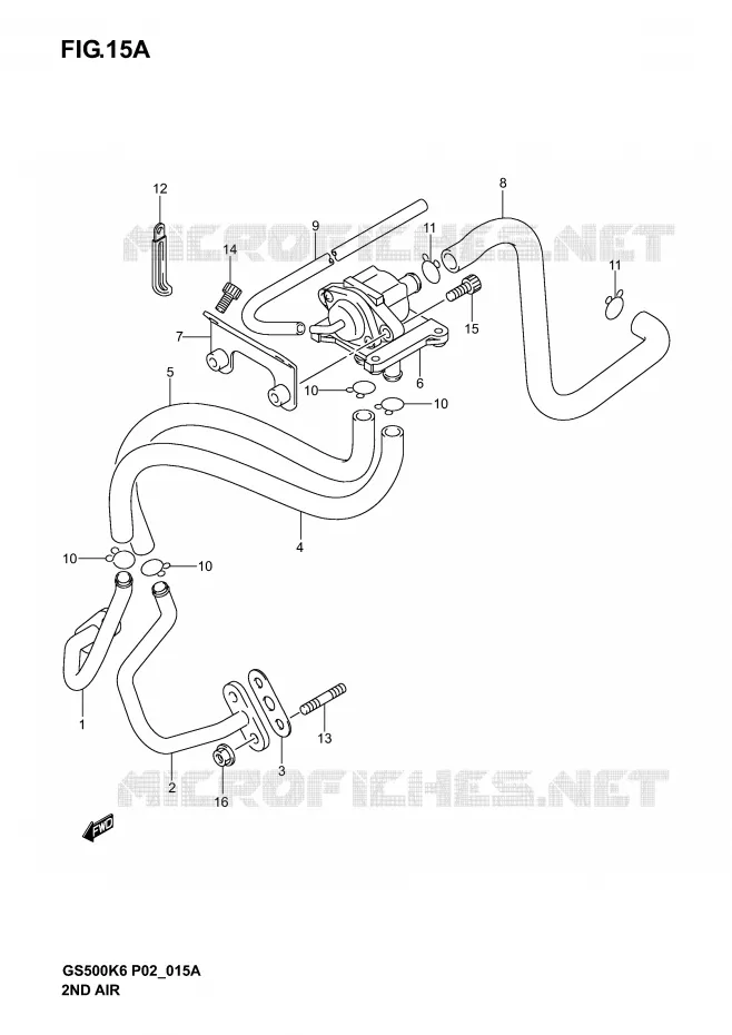SYSTEME RECYCLAGE GAZ ECHAPPEMENT (MODELE K4/K5/K6 P2, P19, P54) Suzuki MOTO 500 GS-E 2005  GS500K5(P19)
