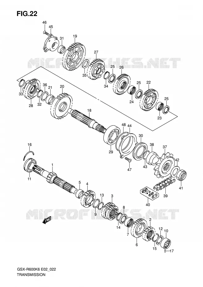 TRANSMISSION Suzuki MOTO 600 GSX-R 2007  GSX-R600K7(E2)