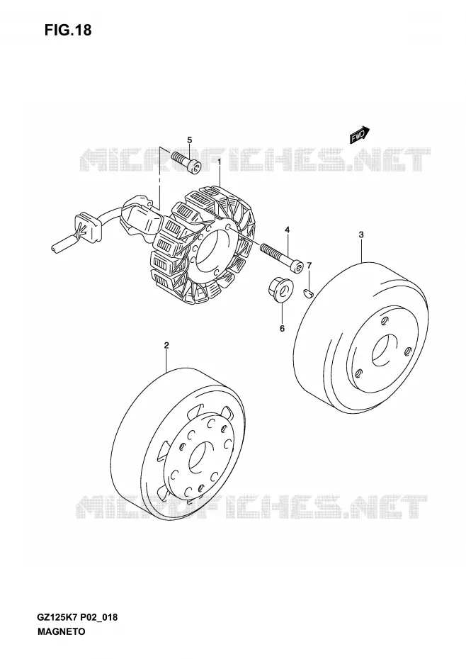 ALLUMAGE ROTOR - STATOR (MODEL K3/K4/K5/K6) Suzuki MOTO 125 MARAUDER 2005  GZ125K5(P02)