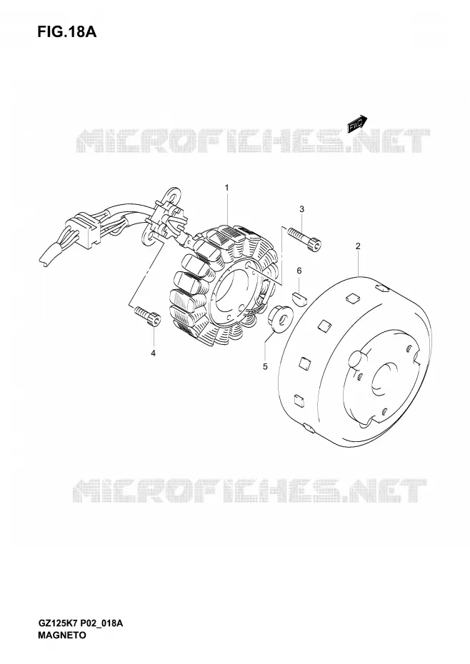 ALLUMAGE ROTOR - STATOR (MODEL K7) Suzuki MOTO 125 MARAUDER 2006  GZ125K6(P02)