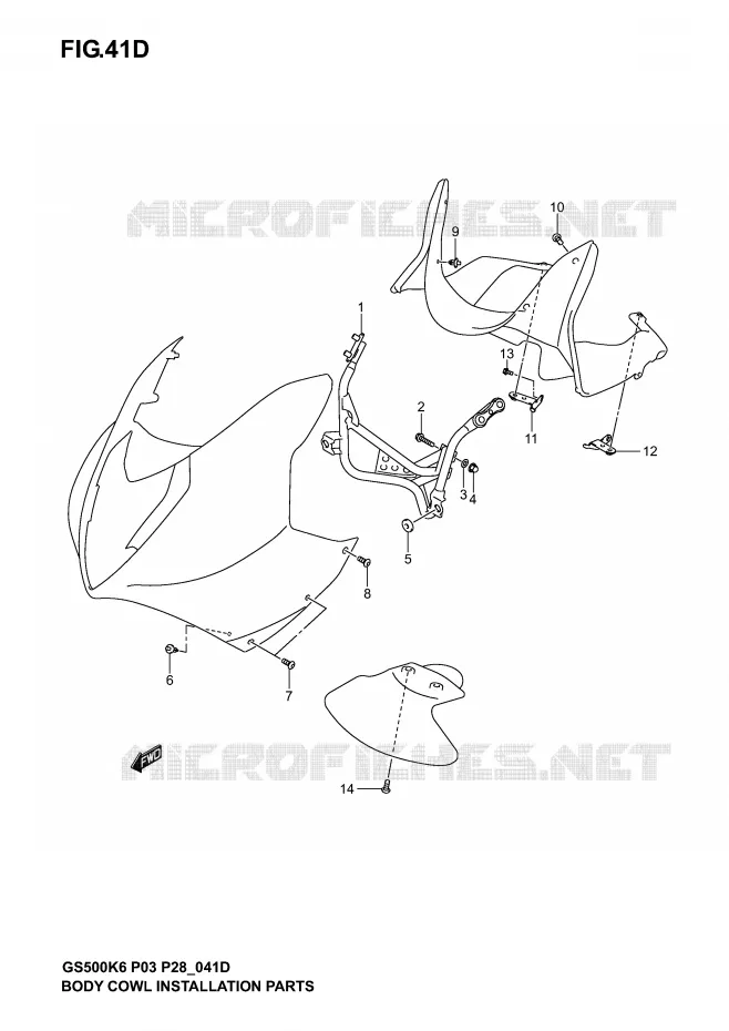 ARAIGNEE AVANT  (GS500FK4/K5/K6) Suzuki MOTO 500 GS-F 2004  GS500FK4(P3)