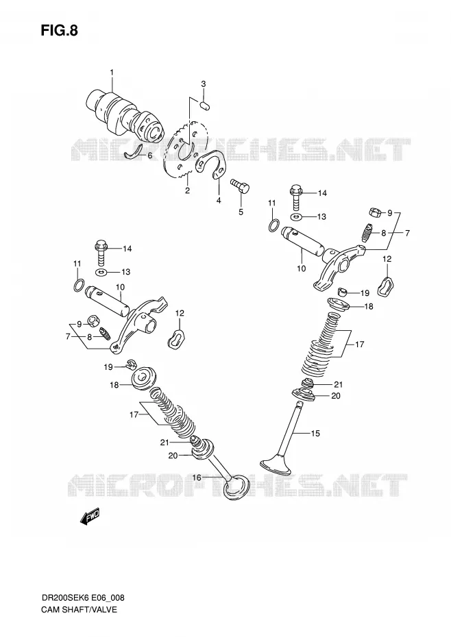 ARBRE A CAMES - SOUPAPES Suzuki MOTO 200 DR 2010  DR200SEL0(E6)