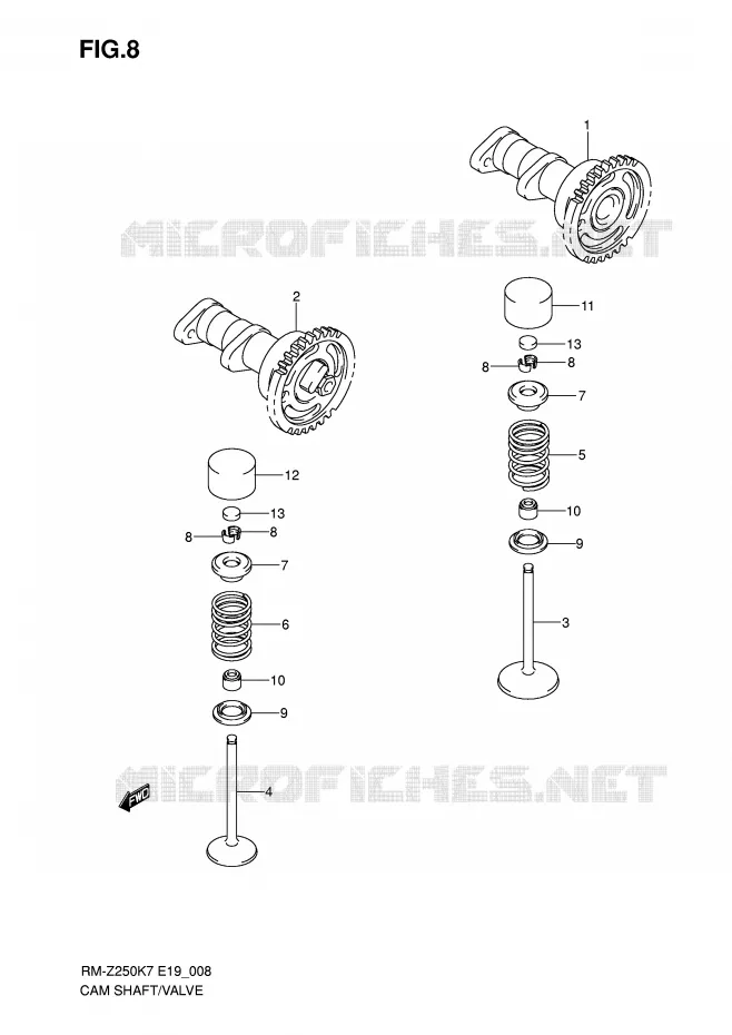 ARBRE A CAMES - SOUPAPES Suzuki MOTO 250 RM-Z 2008  RM-Z250K8(E19)