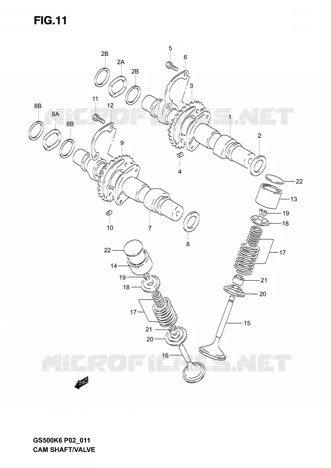 ARBRE A CAMES - SOUPAPES Suzuki MOTO 500 GS-F 2006  GS500FK6(P19)