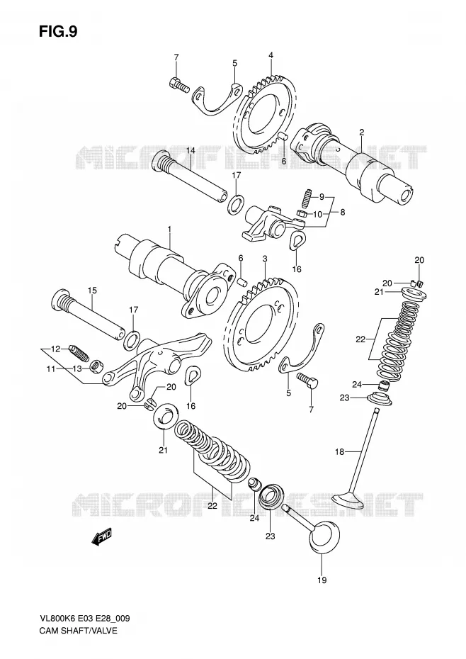 ARBRE A CAMES - SOUPAPES Suzuki MOTO 800 INTRUDER 2006  VL800TK6(E3/E28)