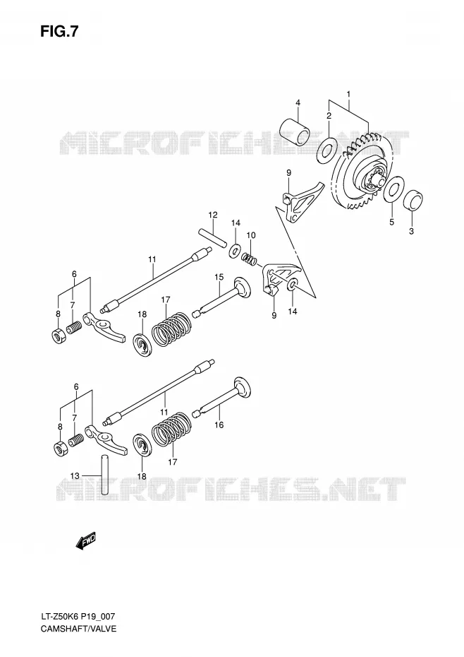 ARBRE A CAMES - SOUPAPES Suzuki QUAD 50 QUADSPORT 2010  LT-Z50L0(P19)