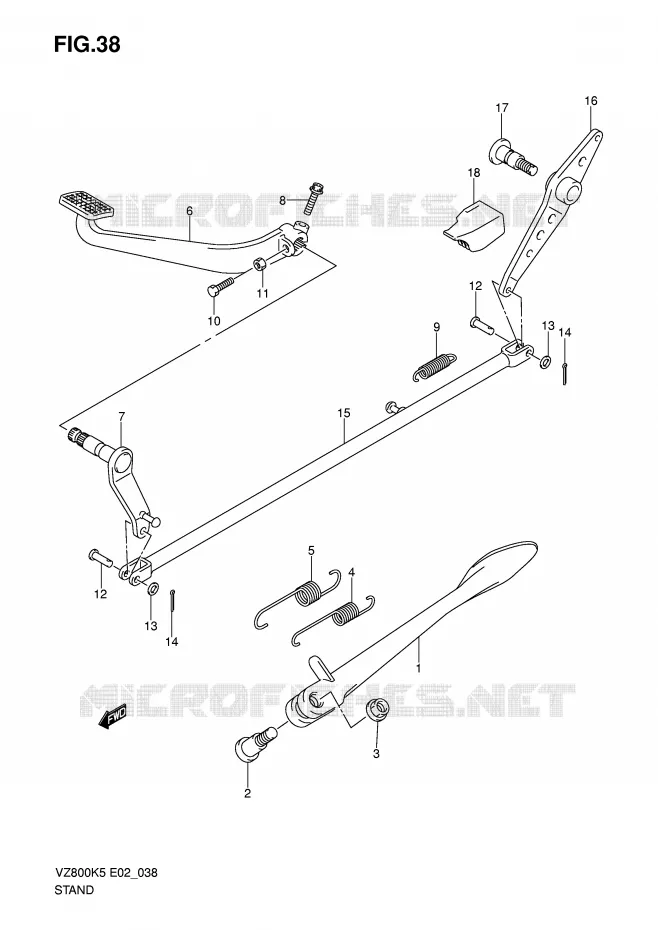 BEQUILLE - PEDALE DE FREIN ARRIERE Suzuki MOTO 800 MARAUDER 2006  VZ800UK6(E2)