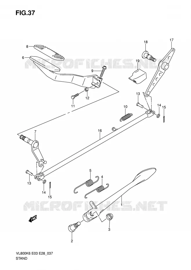BEQUILLE - PEDALE DE FREIN ARRIERE Suzuki MOTO 800 VOLUSIA 2006  VL800K6(E3/E28)