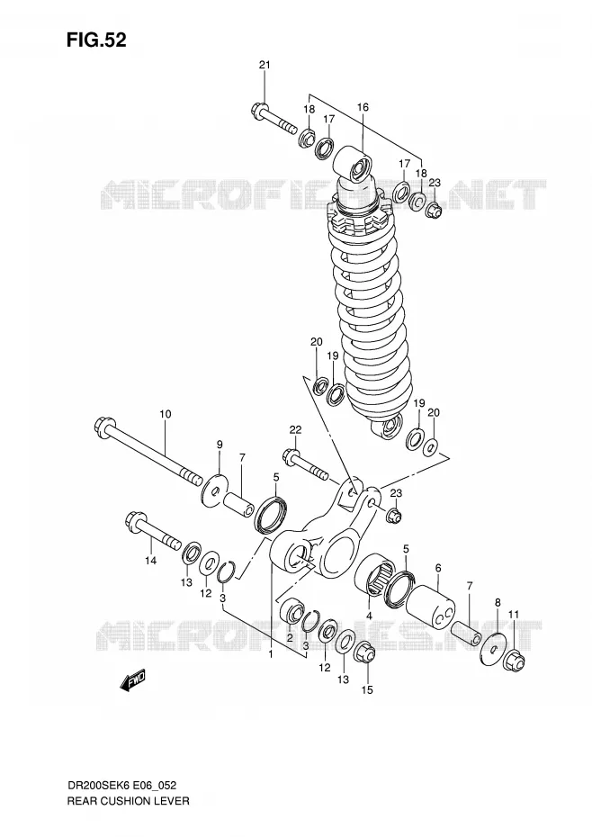 BIELLETTE DE SUSPENSION ARRIERE Suzuki MOTO 200 DR 2008  DR200SEK8(E6)