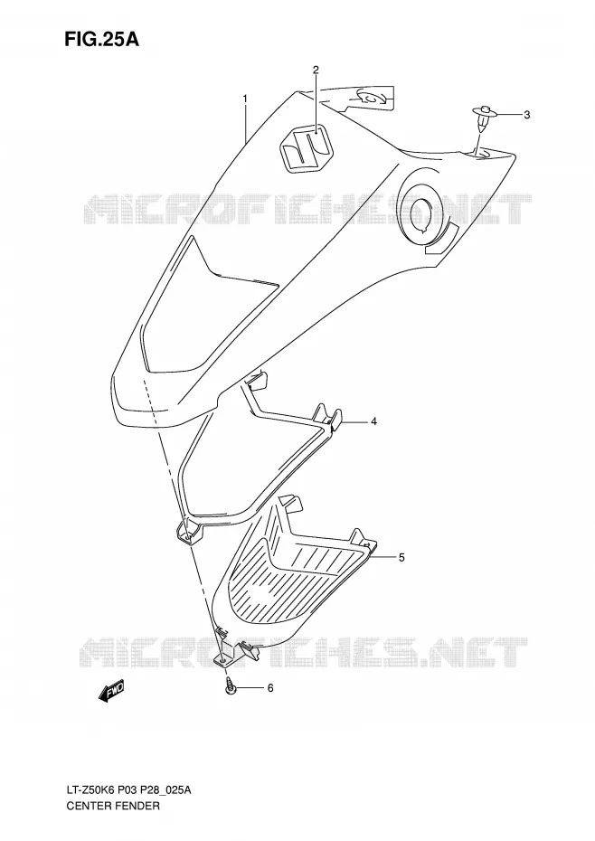 CARENAGE CENTRAL (MODEL K7/K8/K9) Suzuki QUAD 50 QUADSPORT 2007  LT-Z50K7(P3/P28)